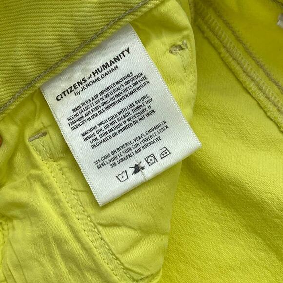 New Citizens of Humanity Blaze Yellow Frayed Hem Jean Denim Mini Skirt Sz 27 - Picture 6 of 12
